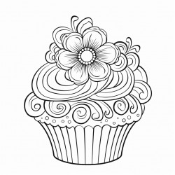 beautiful blooming cupcake with frosting techniques or candy decorations