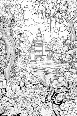 garden of flowers and trees