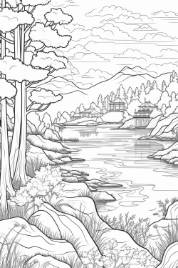 paisaje con un lago