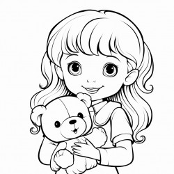 a kid gril holding teddy bear