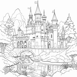 echanted castle in the fairy forest