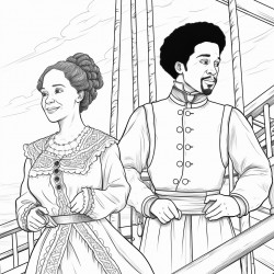 young african american lightskin young woman and man on a ship in the 1800s