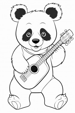panda playing music instruments