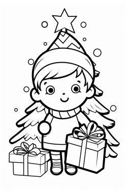 erstelle ein ausmalbild fr kinder weihnachten weihnachtsmann weihnachtsbaum geschenke