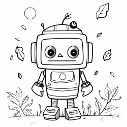 robot in autumn simple