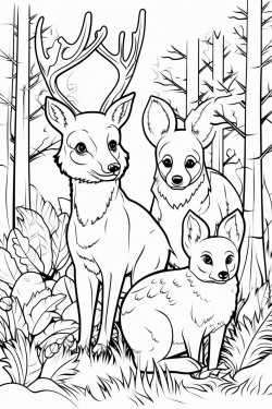 tyvrins in the forest deer fox bear hare