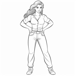 a strong confident woman standing with her hands on her hips looking forward with determination