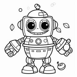 robot halloween with candy simple