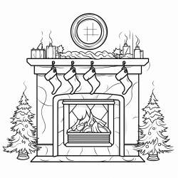 a cozy christmas fireplace with stockings hanging above