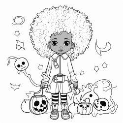 a woman with a messy afro on halloween