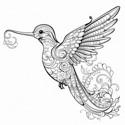 hummingbird with ornate patterns on its wings