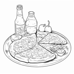 pizza and lemonade on the table