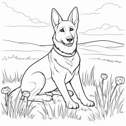 german shepherd sitting in the grass