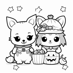 cute kawaii animal trick or treating