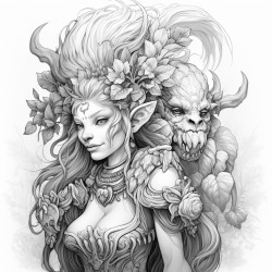 majestic beautiful short queen troll with a tall look alike troll next to her