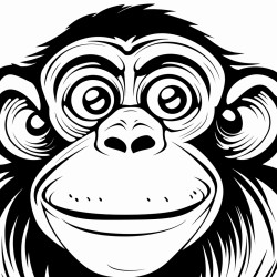 retro cartoon picture of a closeup face of a monkey