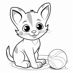 a cat playing with a small ball