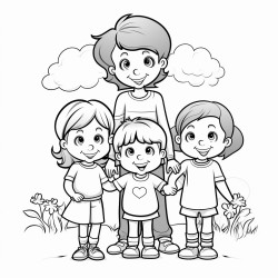 two women one taller than the other and then two toddlers side each woman one boy and one girl