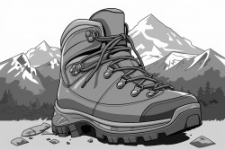 childrens coloring page of grand tetons hiking boot