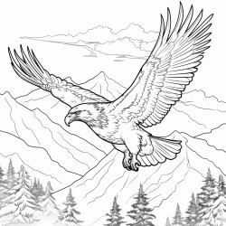 golden eagle flying over the mountains