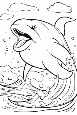 a cheerful whale splashing water out of its blowhole