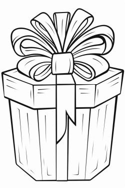 one large present with a big bow on top solid white background