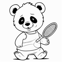 un panda qui joue avec une autruche au tennis de table