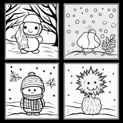 all four seasons no black backgrounds cartoon style