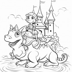a frog riding a unicorn in a castle