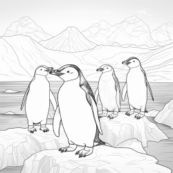 three penguins dancing on drift ice