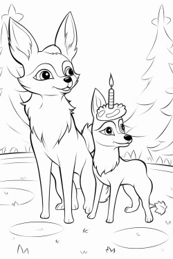 un renard et une biche qui ftent leurs anniversaires