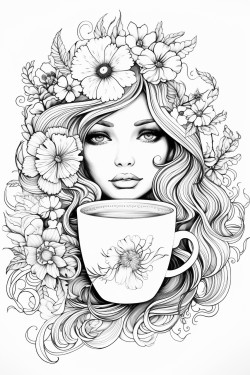 eine tasse tee und bcher und blumeb
