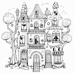 big apple house with windows whimsical theme