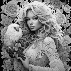 a beautiful chick with long hair holding a gun