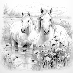horses out in a meadow