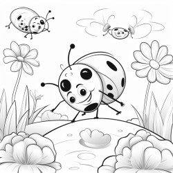 simple and easy adorable garden with ladybugs coloring pages for kids felttip pen white majorly