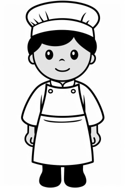 blank person no hair eyes nose or mouth in a large blank cooking apron