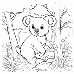 a koala in a wild forest background