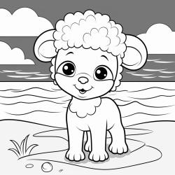 divinely the fluffy lamb is at the beach