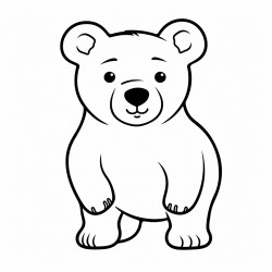 simple and cute whole body bear drawing outline with thin bold lines