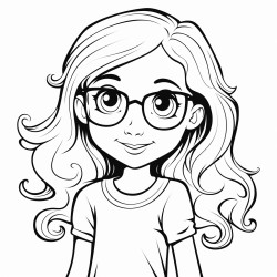 8 year old girl with long hair and glasses