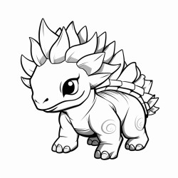 tiny female young stegosaurus manga style