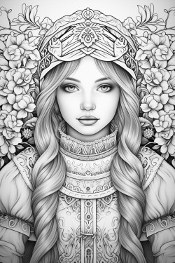 norwegian folk art coloring page