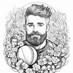 a man looking like a leprechaun with harp shamrocks rugby ball