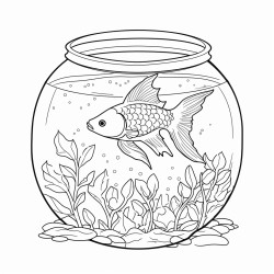 fish in tank for adults colouring in book