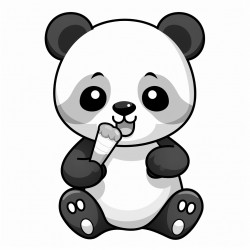 a panda eating a popsicle