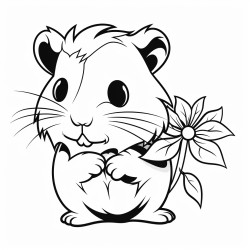 guinea pig smelling flower