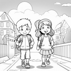 children on their way to school in the uk