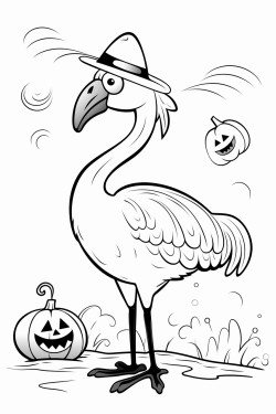 flamingo celebrating halloween
