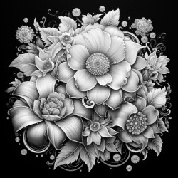 a fractal with flowers and gems